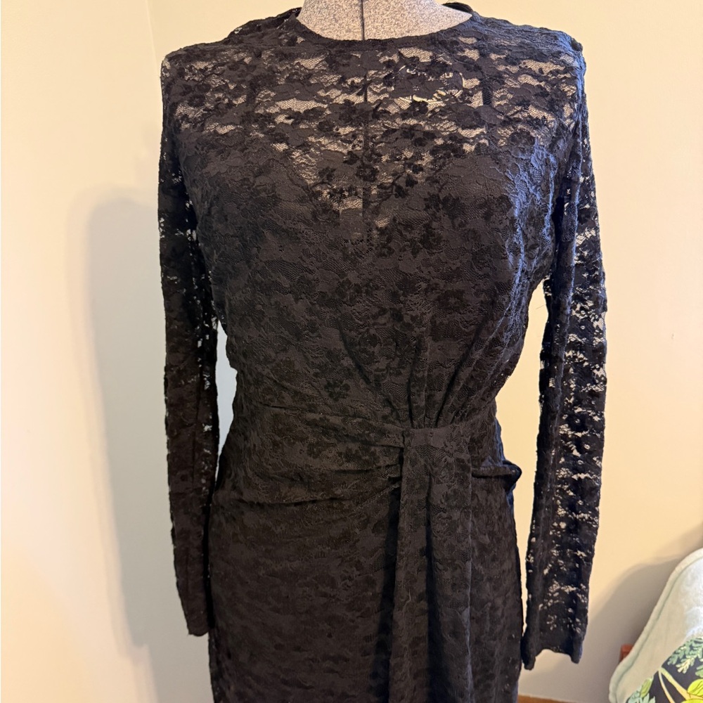 Lush Black Long Sleeve Lace Dress